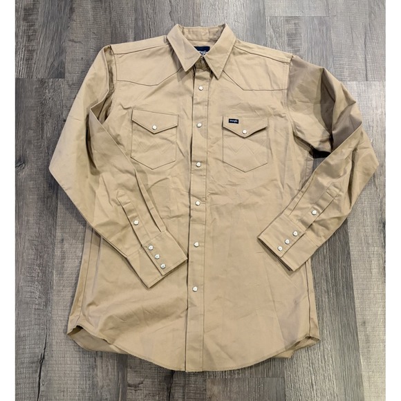Wrangler Other - Wrangler Shirt Mens XL Tall Brown Long Sleeve Pearl Snap Wrancher Pockets Work